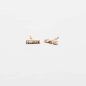 Everyday Gift Pave Gold Bar Stud Earrings