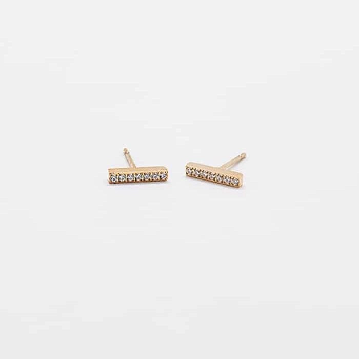 Pave Gold Bar Stud Earrings Lustrous Craft Radiant Charm