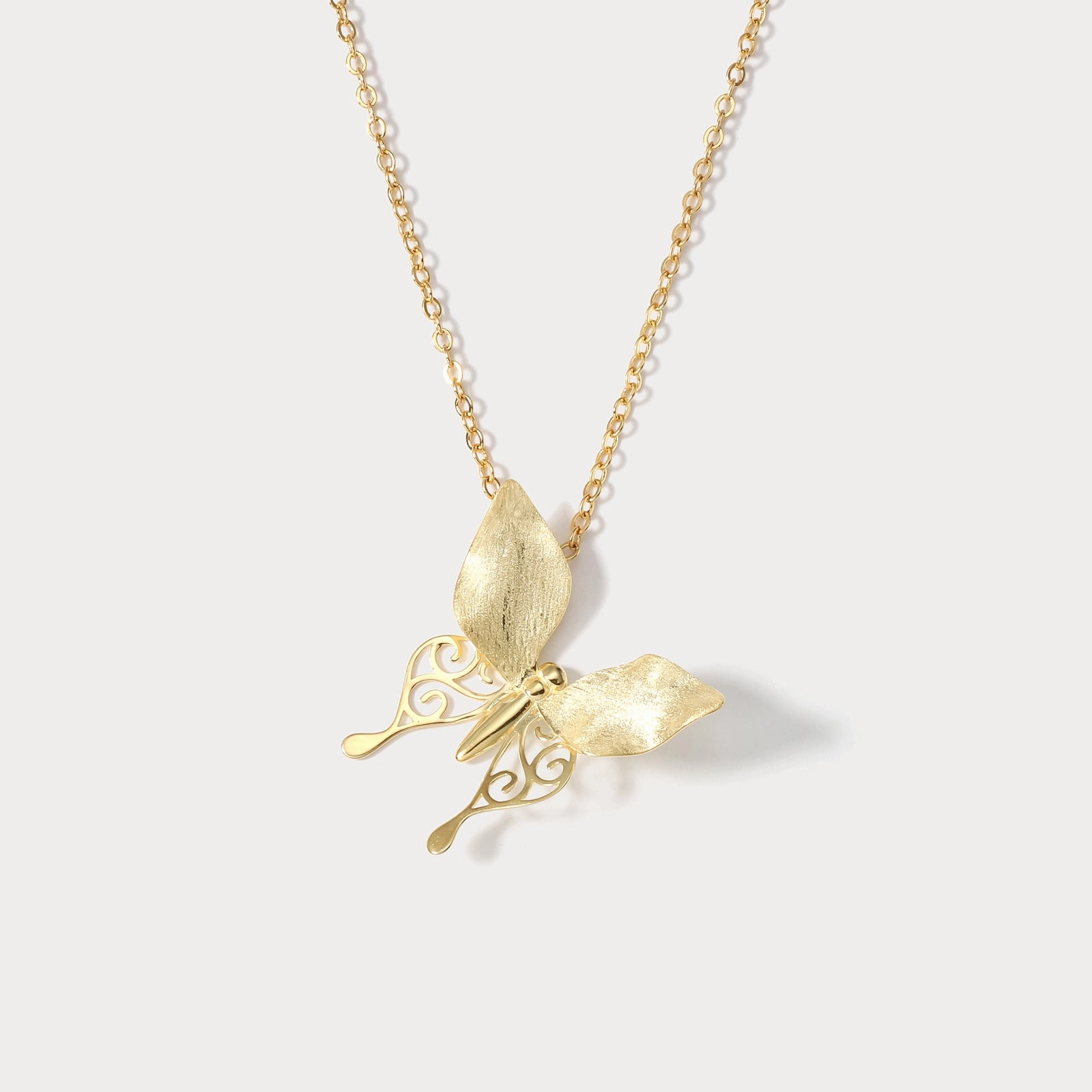 Shine On Sleek Highlight Golden Hollow Butterfly Necklace