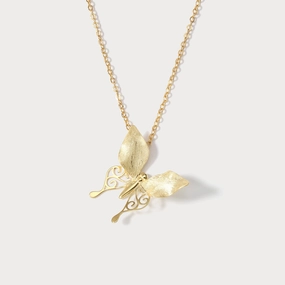 Sleek Shape Radiant Statement Golden Hollow Butterfly Necklace