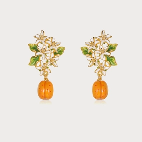 Modern feature Sturdy Embellishment Golden Plum Blossom Earrings