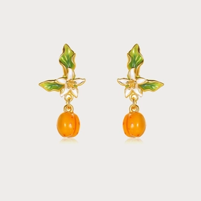 Modern Look Golden Plum Earrings