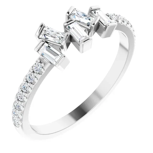 Platinum 1/3 CTW Diamond Scattered Ring Fashionable Design