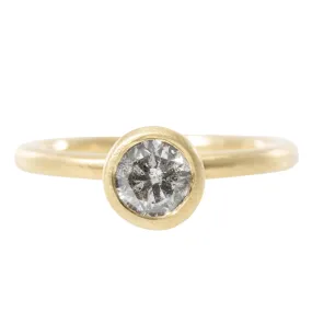 .95 ctw Natural Salt   Pepper Round Diamond - Handmade 18ky Gold Bezel Setting Bright design Fashion Muse