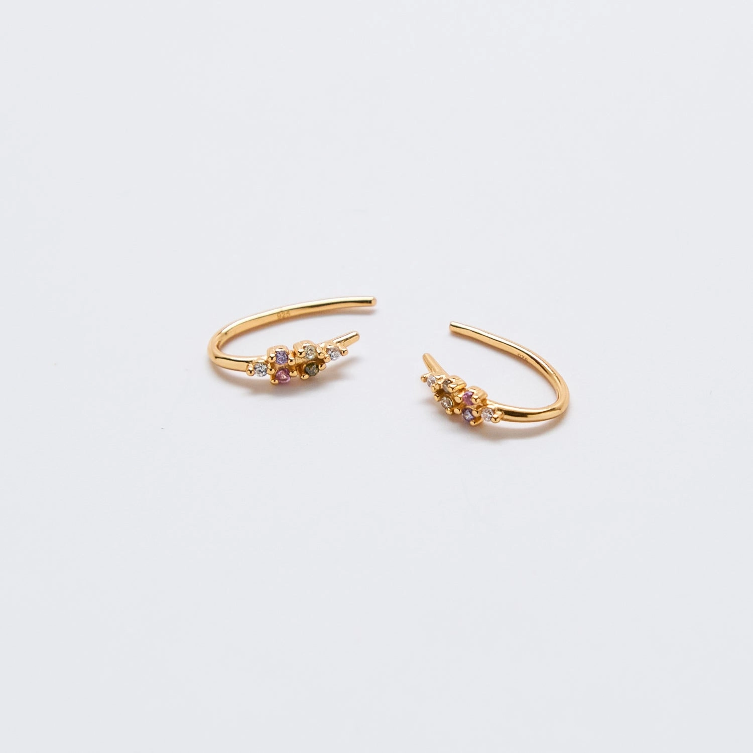 Sparkle Finish Multi-stone Open Ear Huggies