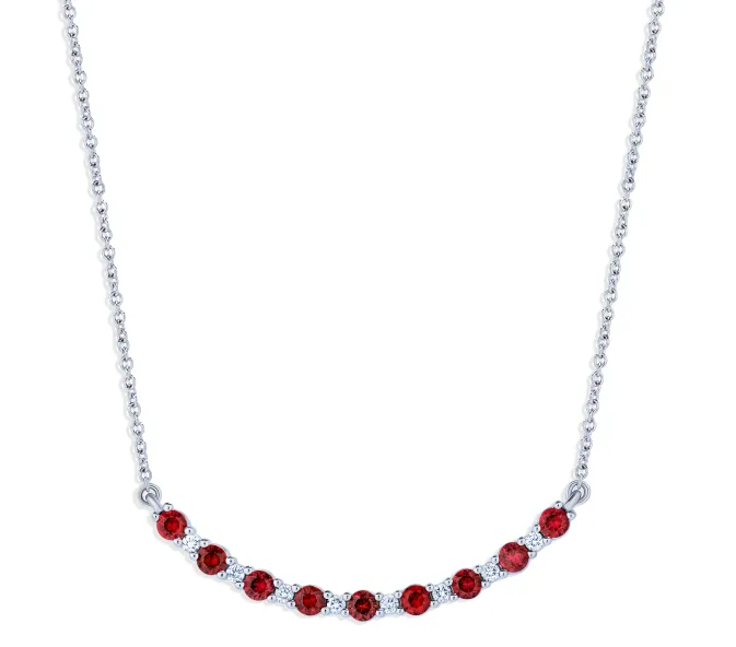 Exquisite work Bremer Jewelry 18K White Gold Round Shape Diamond and Ruby Smile Pendant (2.22ctw)