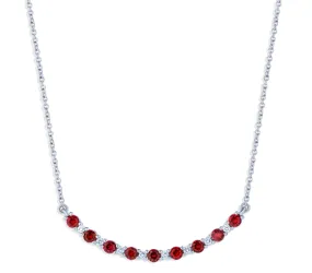 Exquisite work Bremer Jewelry 18K White Gold Round Shape Diamond and Ruby Smile Pendant (2.22ctw)