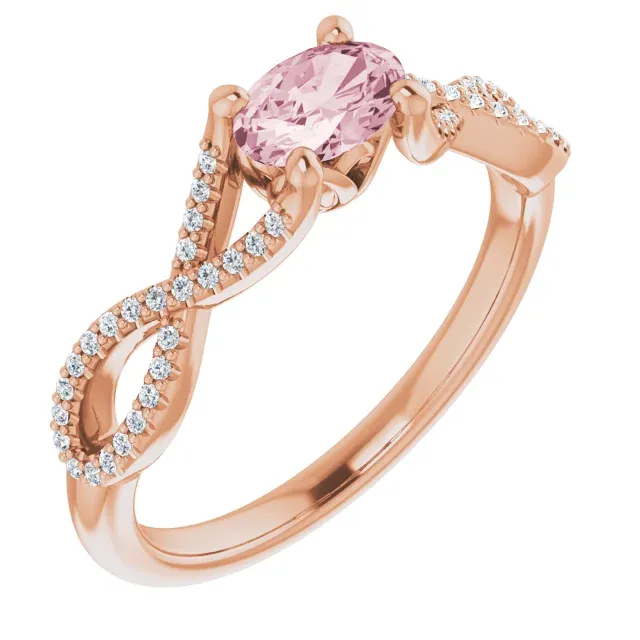 Beautiful Style photo shoot 14K Rose Morganite & 1/8 CTW Diamond Ring