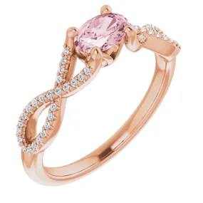 Beautiful Style photo shoot 14K Rose Morganite & 1/8 CTW Diamond Ring