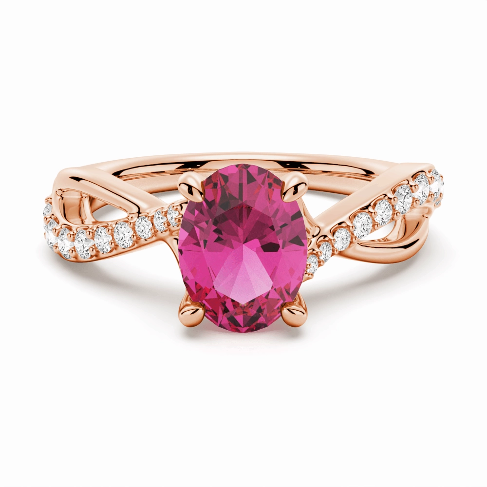 Soft Focus "You Are Stronger Than You Think" Oval Pink Sapphire Ring With Infinite Band