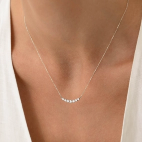 Luxury Night Trendy Gift Graduated Diamond Necklace White Gold - Caterina