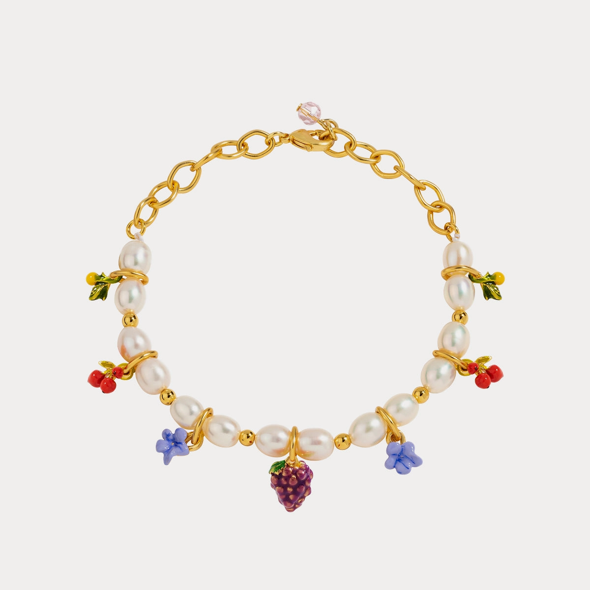 Grape Pearl Bracelet Signature Detail