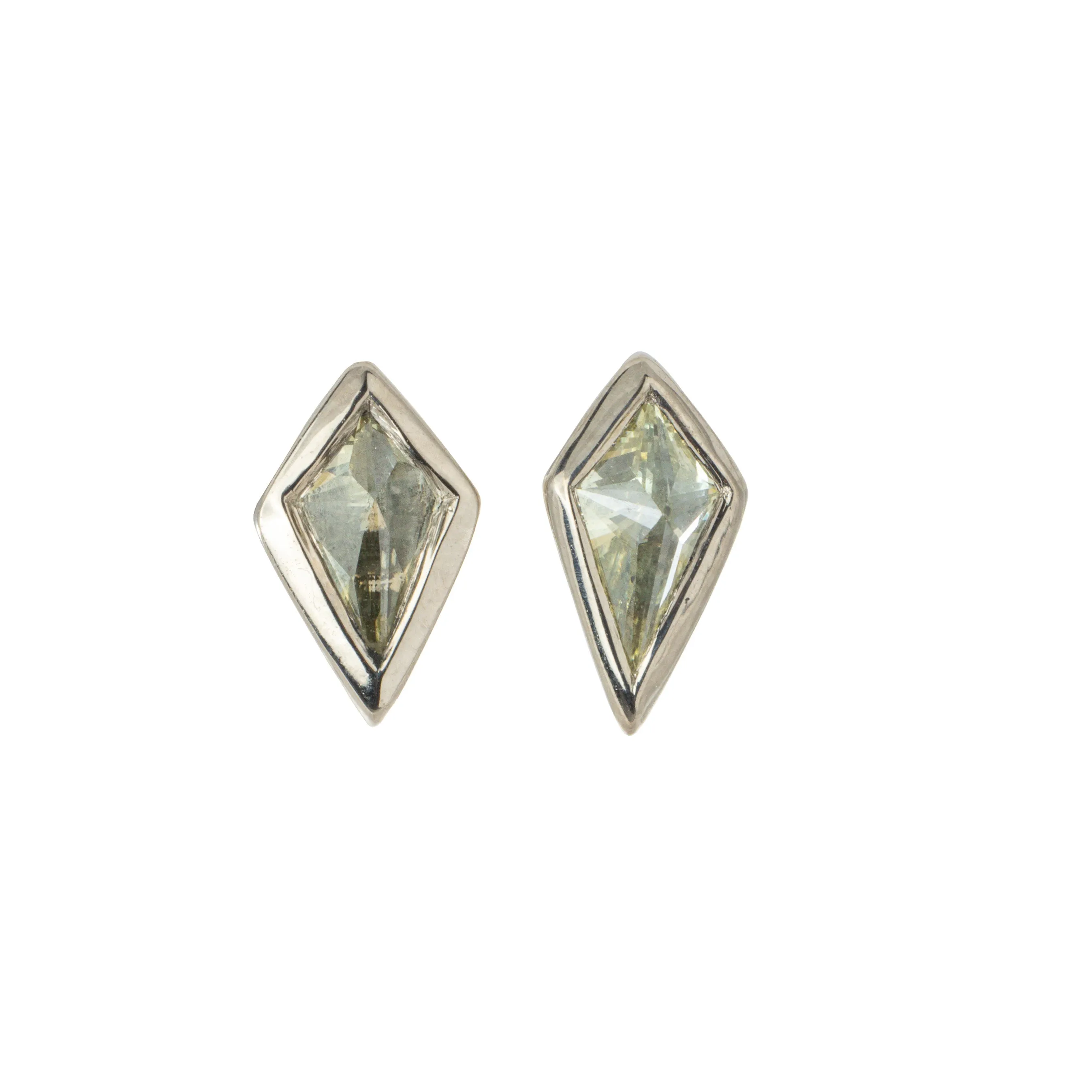 Green Kite Diamond Studs - 18kpw, .395 ctw Stunning Piece