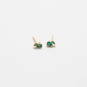 Green CZ Double Teardrop Stud Earrings Shining Edge