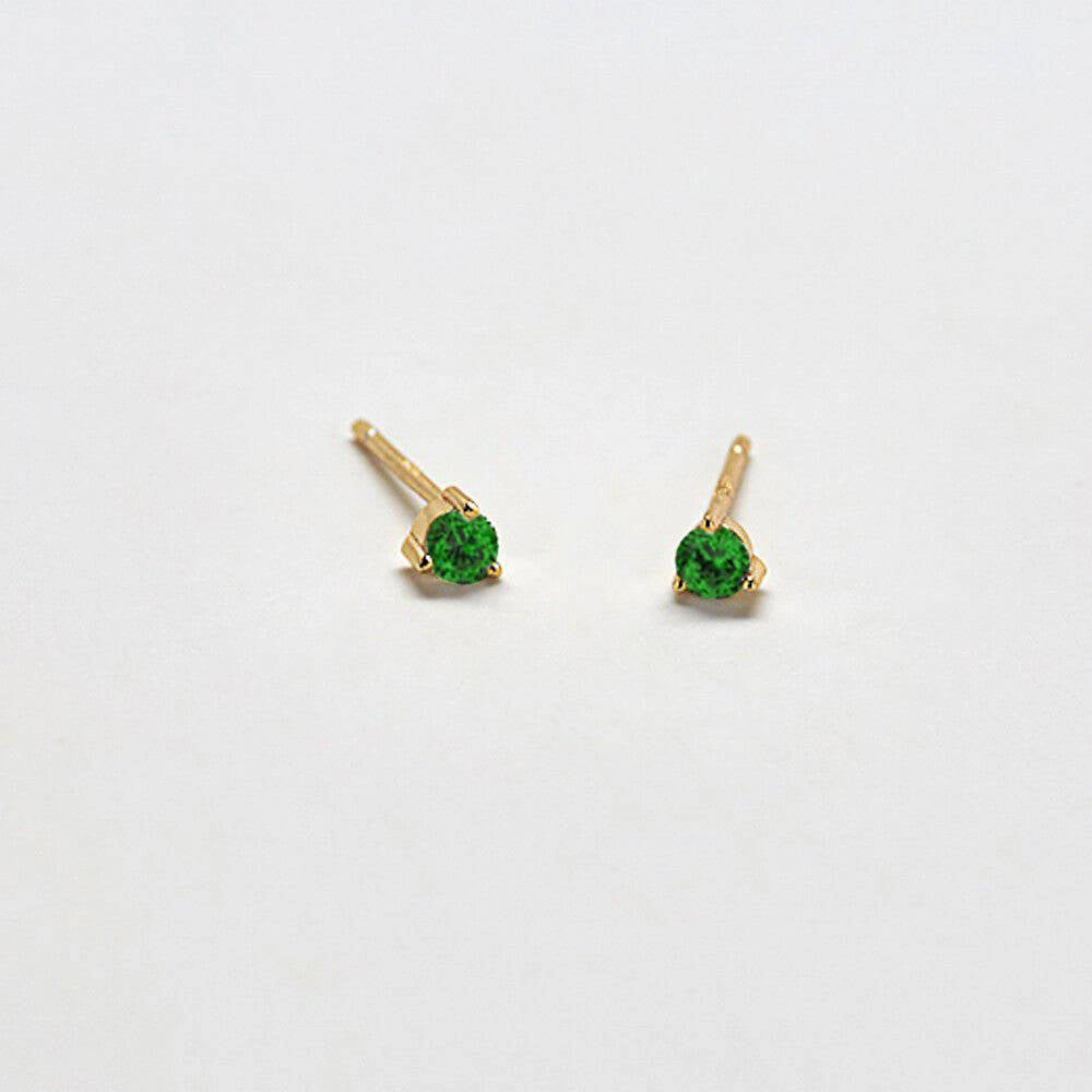 Green CZ Round Stud Earrings Elegant Piece
