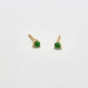 Delicate Look Glowing Detail Green CZ Round Stud Earrings