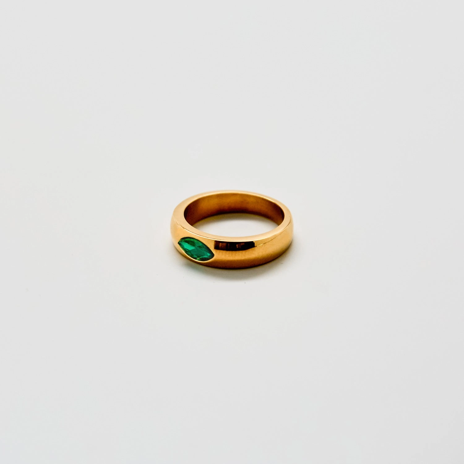 Eye-Catching Craft Green Marquise Stacking Ring