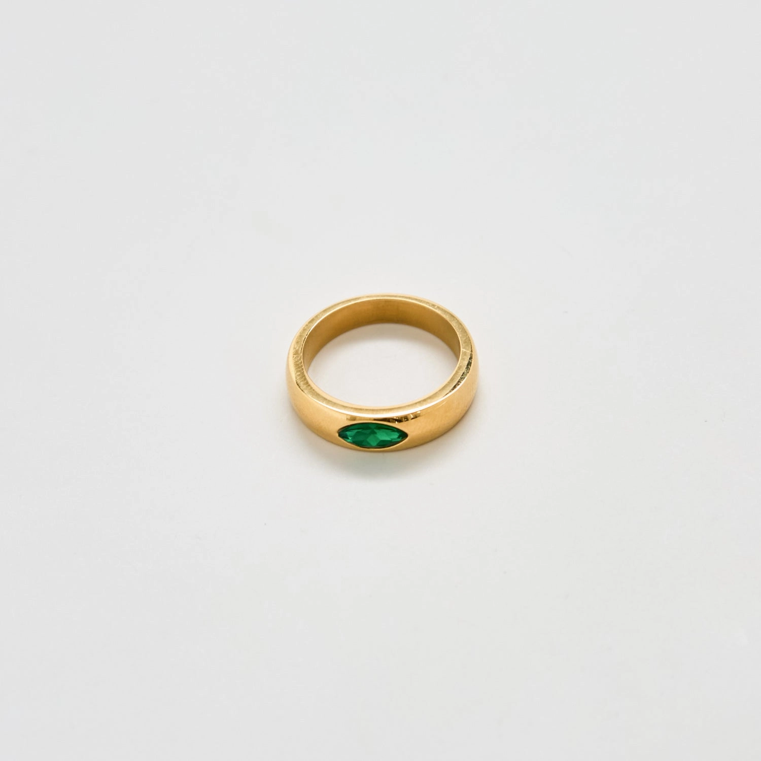 Modern Detailing Green Marquise Stacking Ring