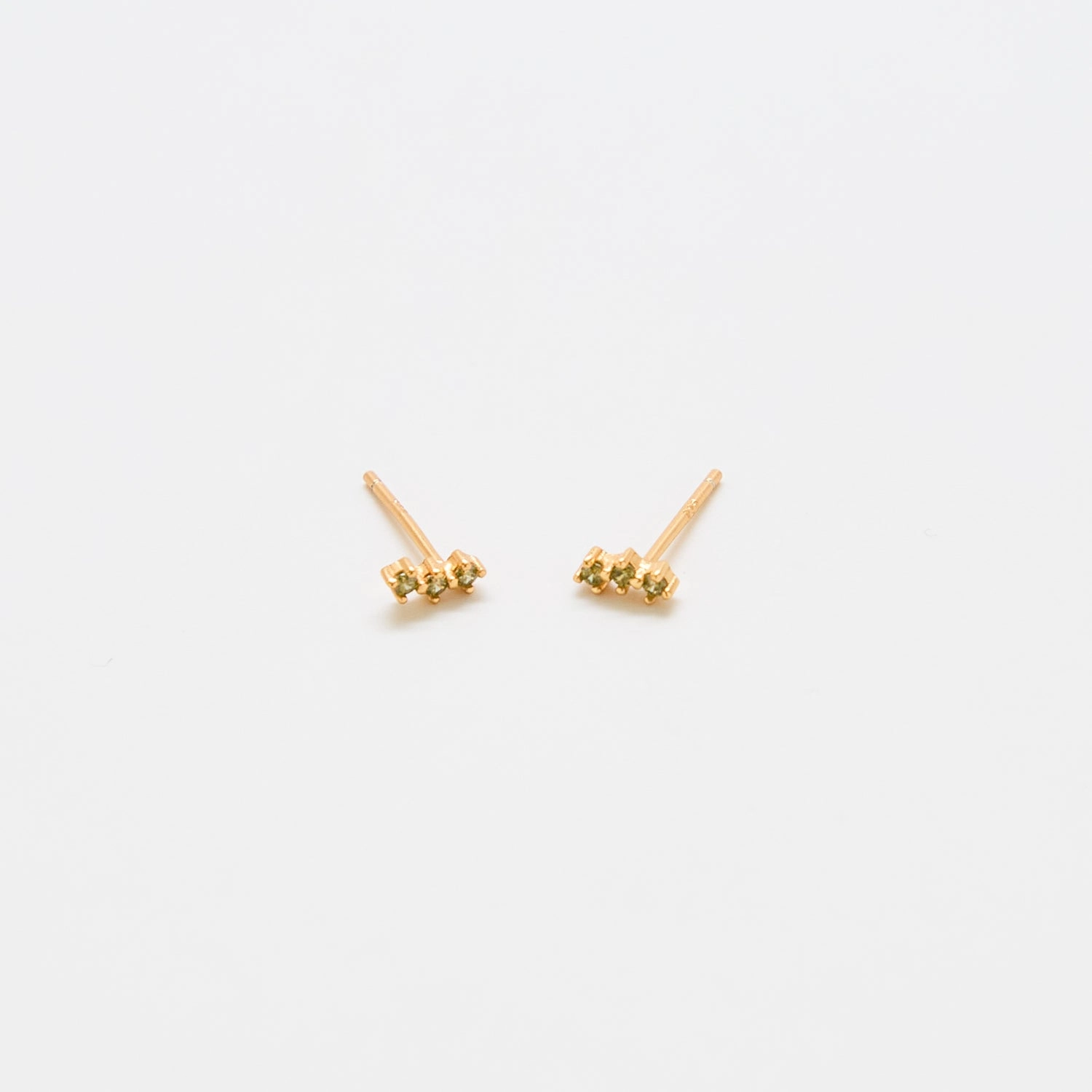 Green Olive Gold Bar Earrings Shining Feature Graceful Sparkle