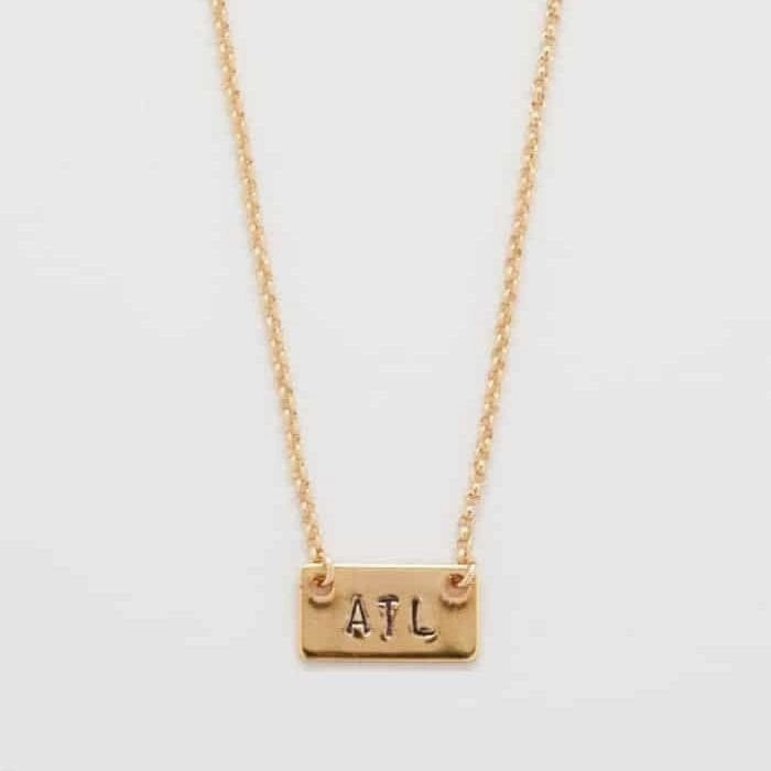 Hand Stamped "ATL" Gold Necklace Casual accessory