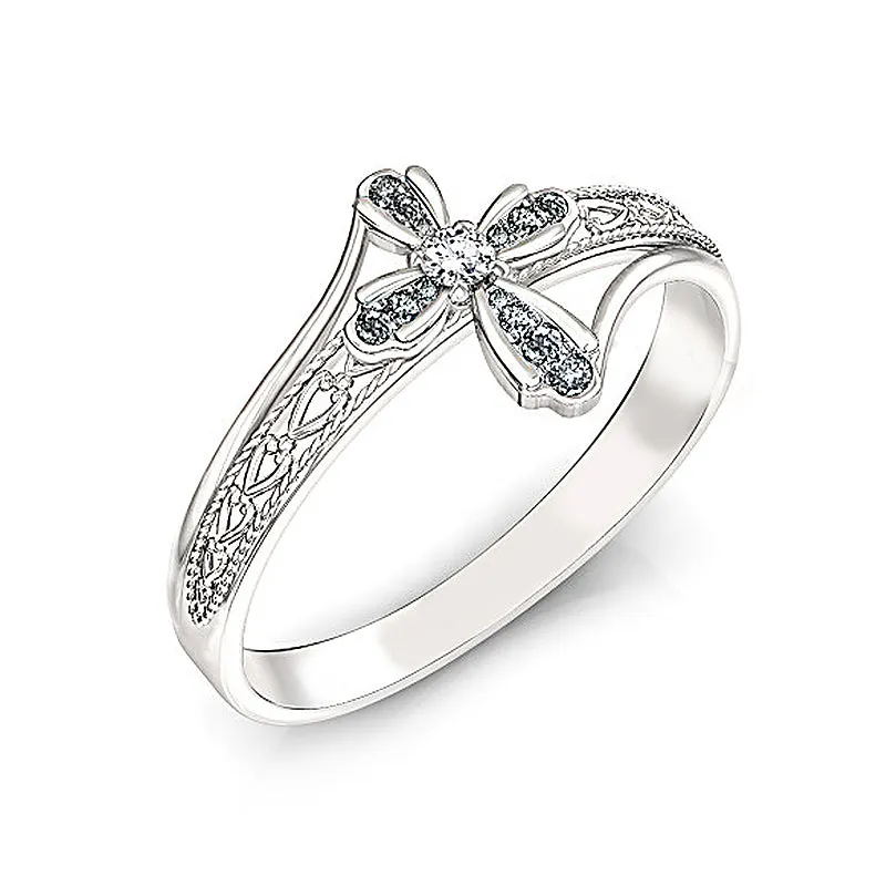 Soft Radiance Graceful Detail Handcrafted Cross Sterling Silver Amulet Ring