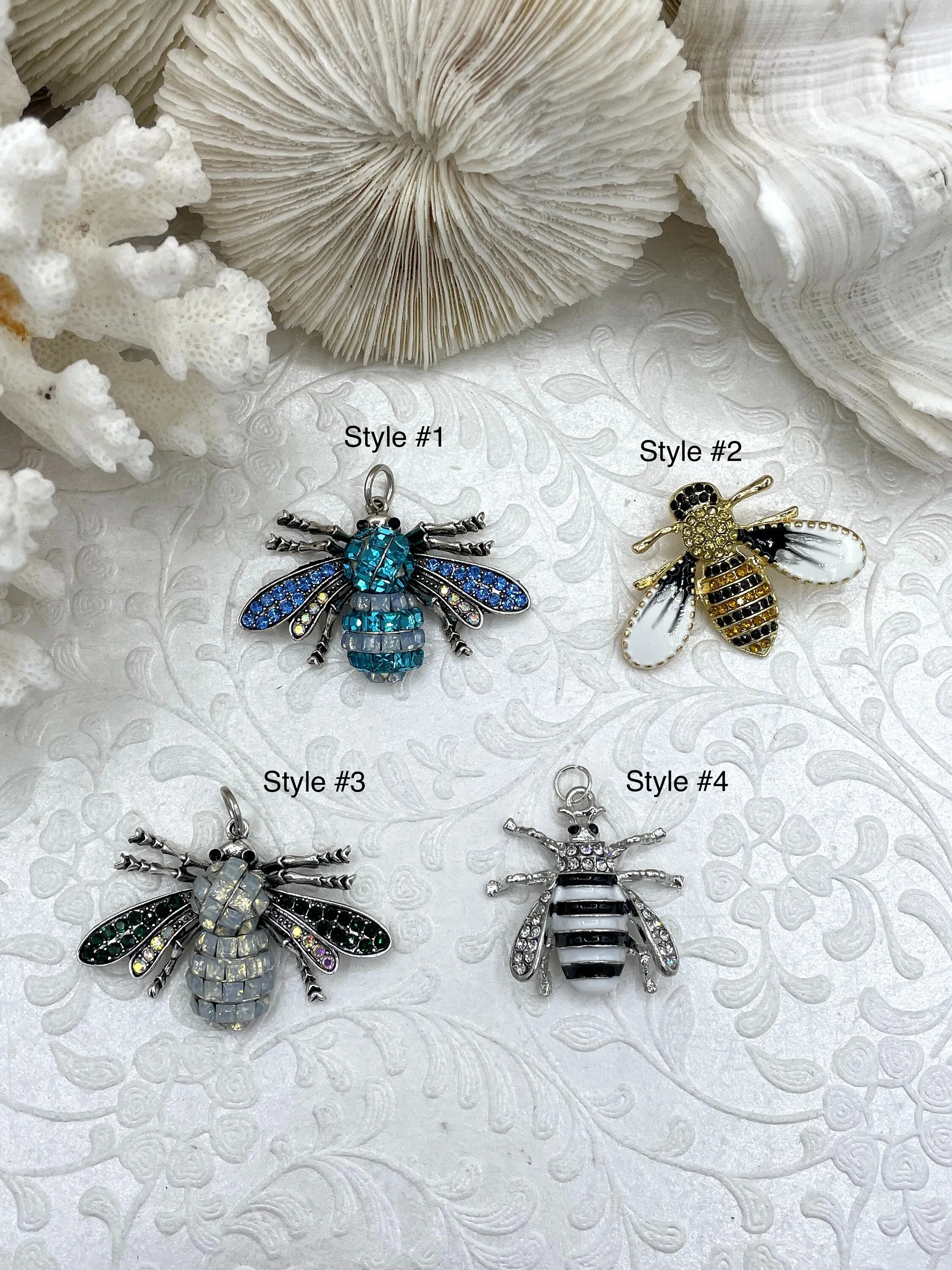 Art Lover Trendy Design Bee Charm/Pendant, Enamel Rhinestone Bee Pendant, Vintage Bee Pendants, Insect Pendants, Bug Pendants, Bumble Bee 5 Styles Fast Shipping