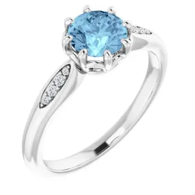 Bridal Jewelry Platinum Aquamarine & .04 CTW Diamond Ring