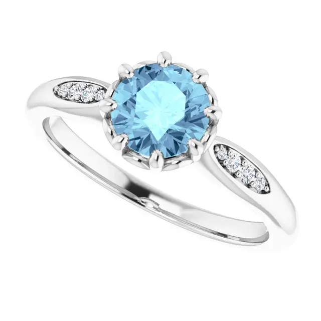 Lightweight Article Universal Design Platinum Aquamarine & .04 CTW Diamond Ring