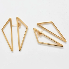 Engagement Style Vibrant color Double-Sided Gold Geometric Triangle Earrings