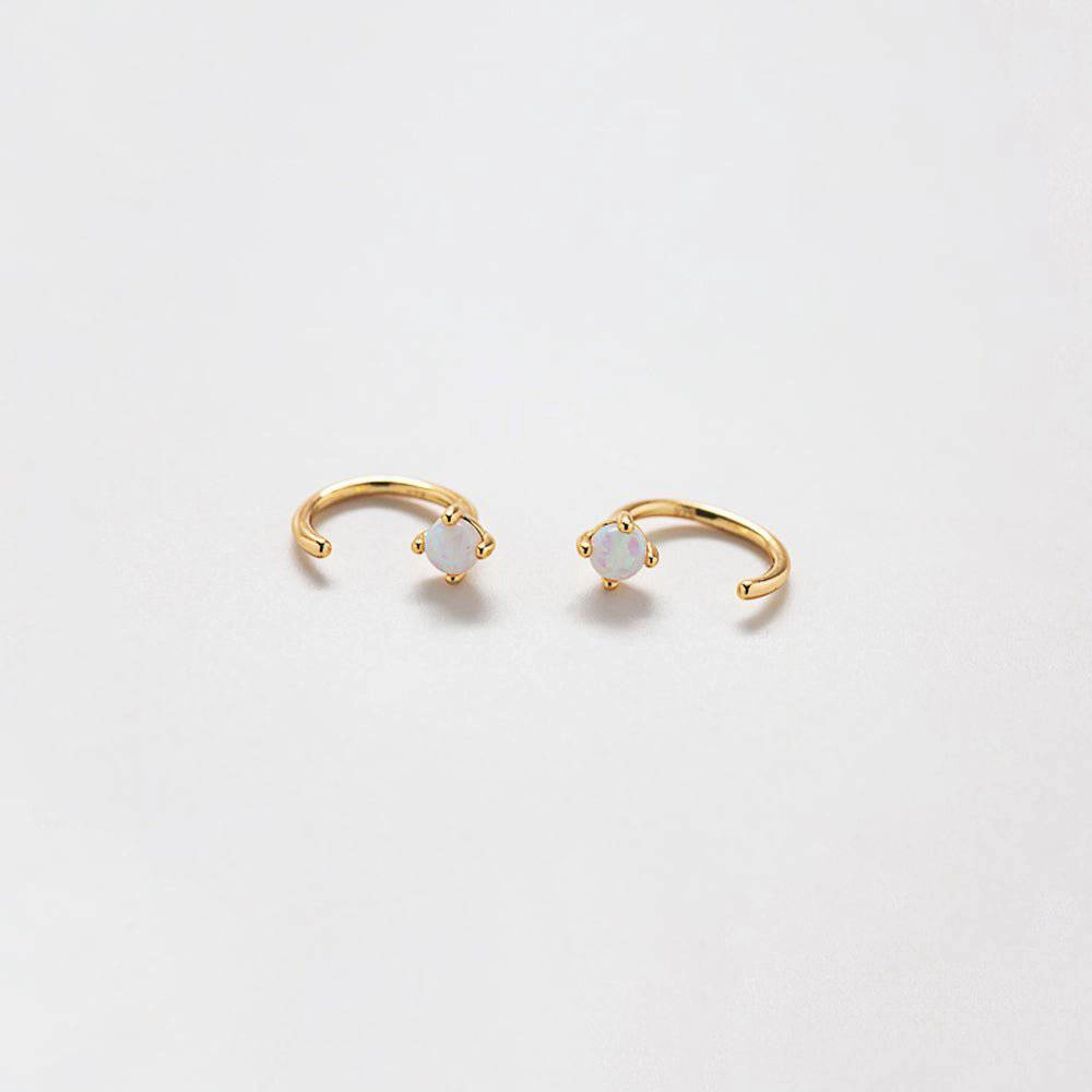 night look Opal Gold Open Hoop Earrings