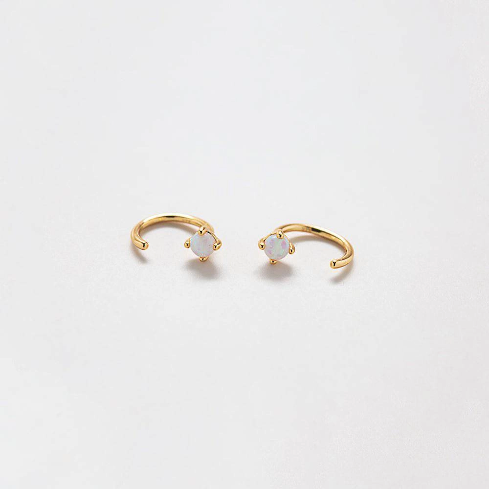 Exclusive Accent Classic Beauty Opal Gold Open Hoop Earrings
