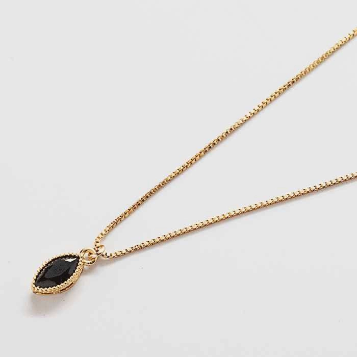 Fashion Pulse Sparkling finish Black CZ Teardrop Dainty Necklace