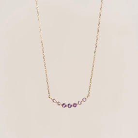 February Birthstone Necklace 14k Gold - Ombre Amethyst Balanced Form