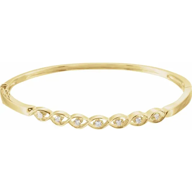 Logical Choice Indelible Amalgamations 14K Yellow 1/4 CTW Diamond Bangle Bracelet