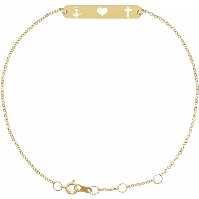 Interchangeable Style 14K Yellow Faith, Love, Hope Bar 6 1/2-7 1/2" Bracelet