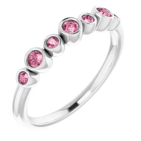 Graceful Choice 14K White Pink Tourmaline Bezel-Set Ring