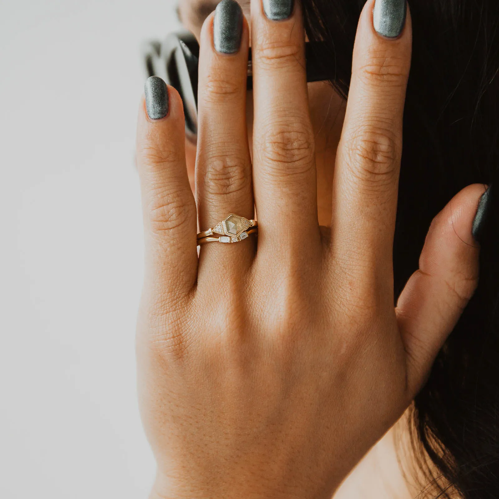 Radiant Surface Hazel Ring - Mined Yellow Diamond