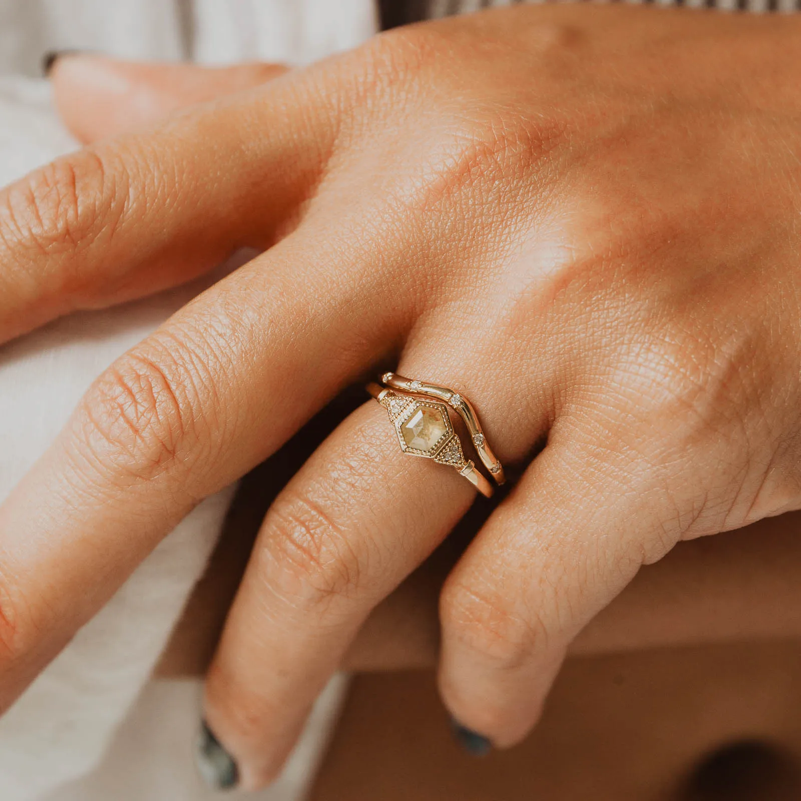 Hazel Ring - Mined Yellow Diamond Graceful Accent Trendy Addition