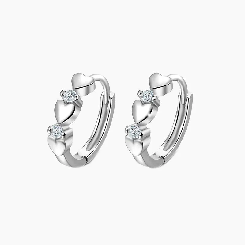 Golden Accent Vibrant Charm Heart-shaped Zirconia Huggie Earrings For Women