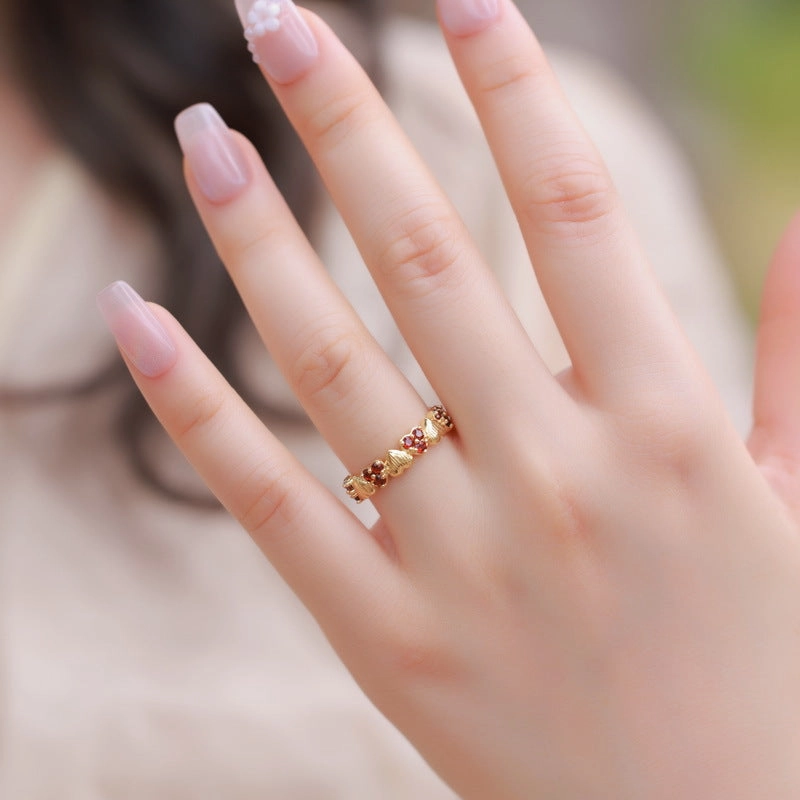 Quick Layer Heart Garnet Ring