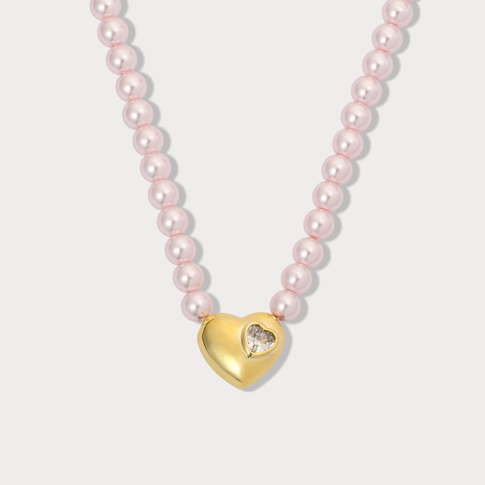 Heart Pink Pearl Necklace Perfect Match