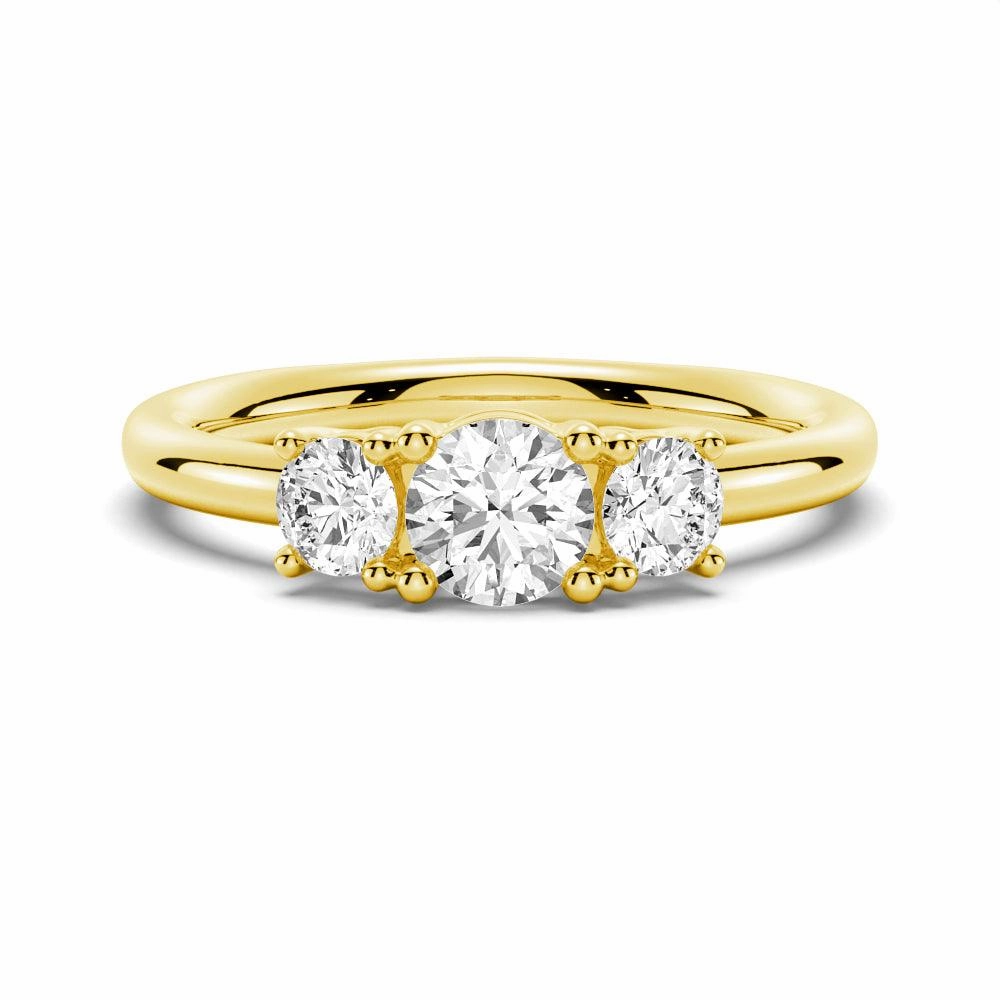 Round 3 Stone Shared Prong Moissanite Anniversary Band Premium Finish
