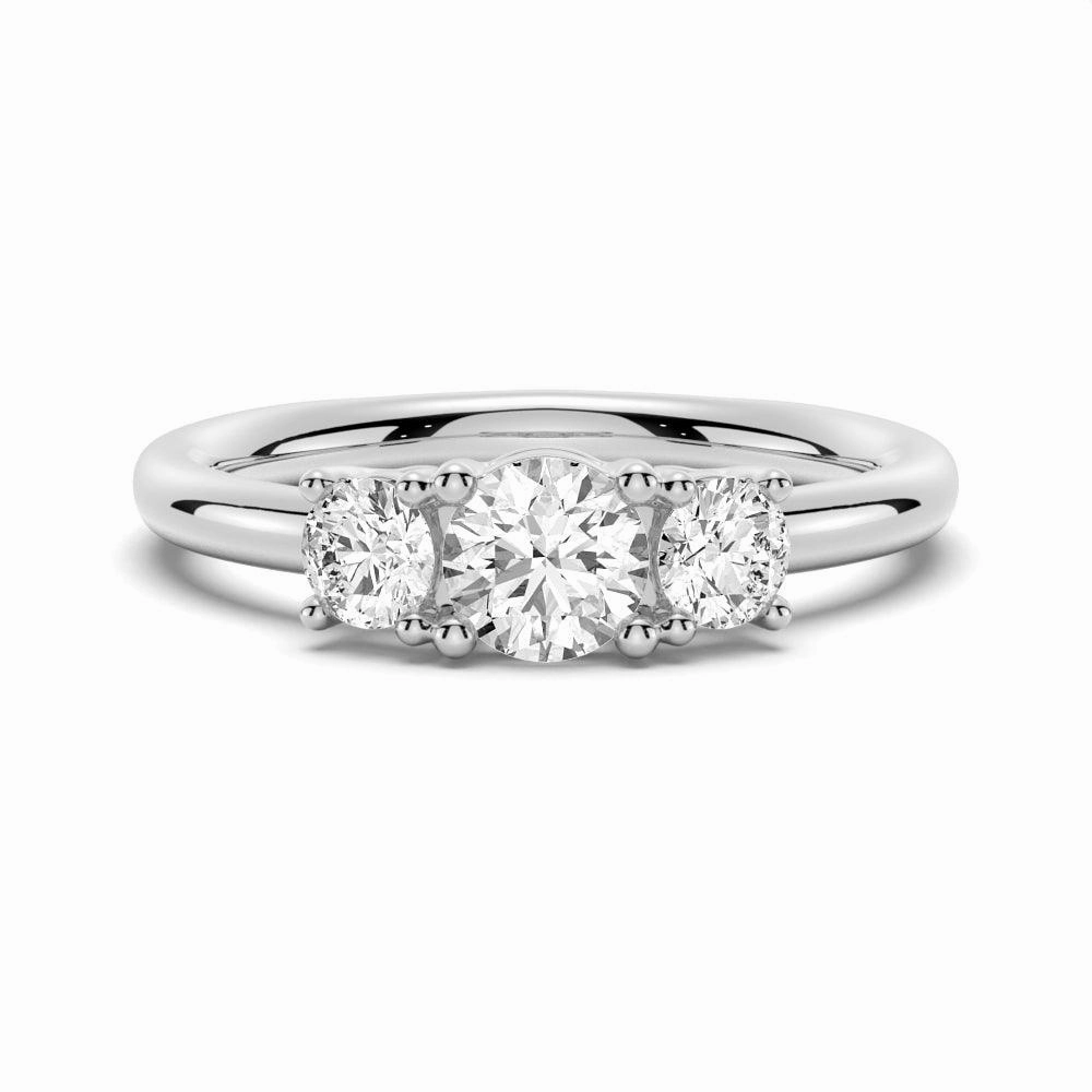 Vibrant Glam Chic Glow Round 3 Stone Shared Prong Moissanite Anniversary Band