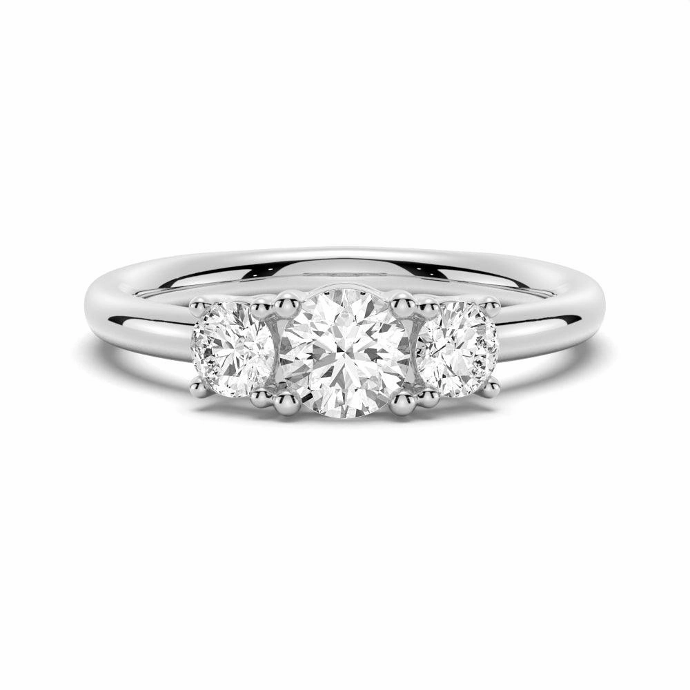 Round 3 Stone Shared Prong Moissanite Anniversary Band Classic Shape