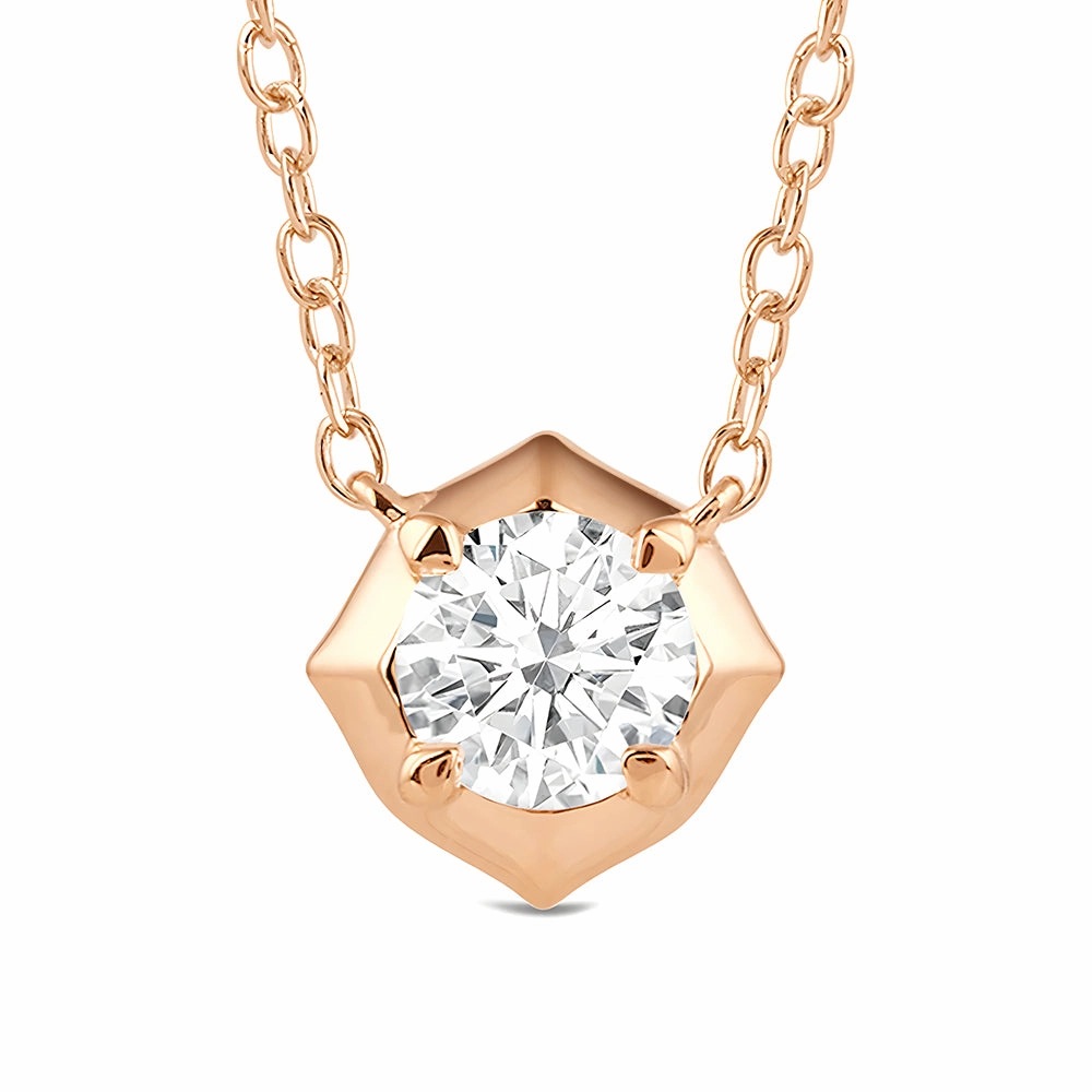 Hexagonal Lab Grown Diamond Solitaire Pendant Necklace Vibrant Shine Finish Celebration Look