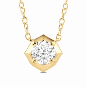 Glow Detail Hexagonal Lab Grown Diamond Solitaire Pendant Necklace