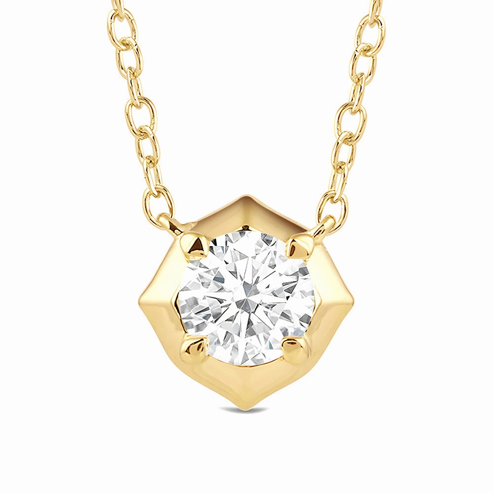 Handmade Shine Pieces Hexagonal Lab Grown Diamond Solitaire Pendant Necklace