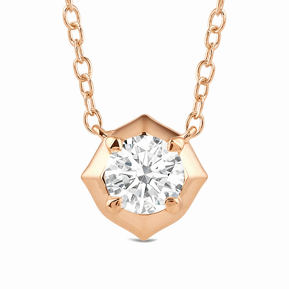 Hexagonal Lab Grown Diamond Solitaire Pendant Necklace Modern Sparkle Allure Detail