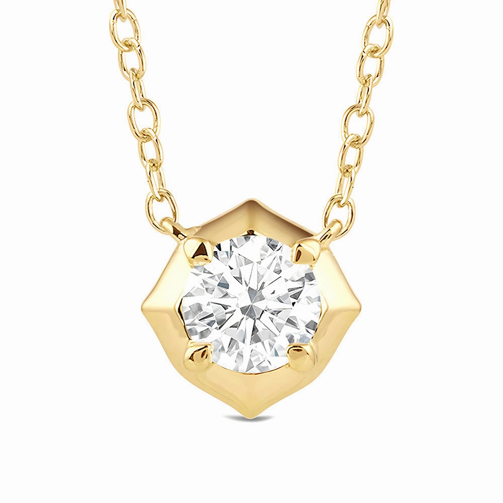 Glow Touch Luxury Fashion Hexagonal Lab Grown Diamond Solitaire Pendant Necklace