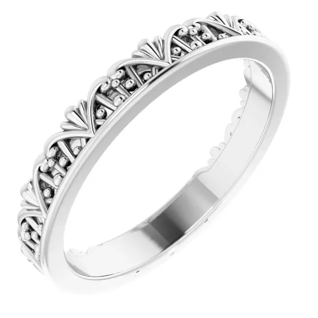 Premium Style Fashion Jewelry 14K White Stackable Crown Ring